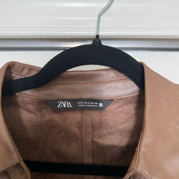 Zara Brown Faux Leather Belted Dress - Picture 4 of 4